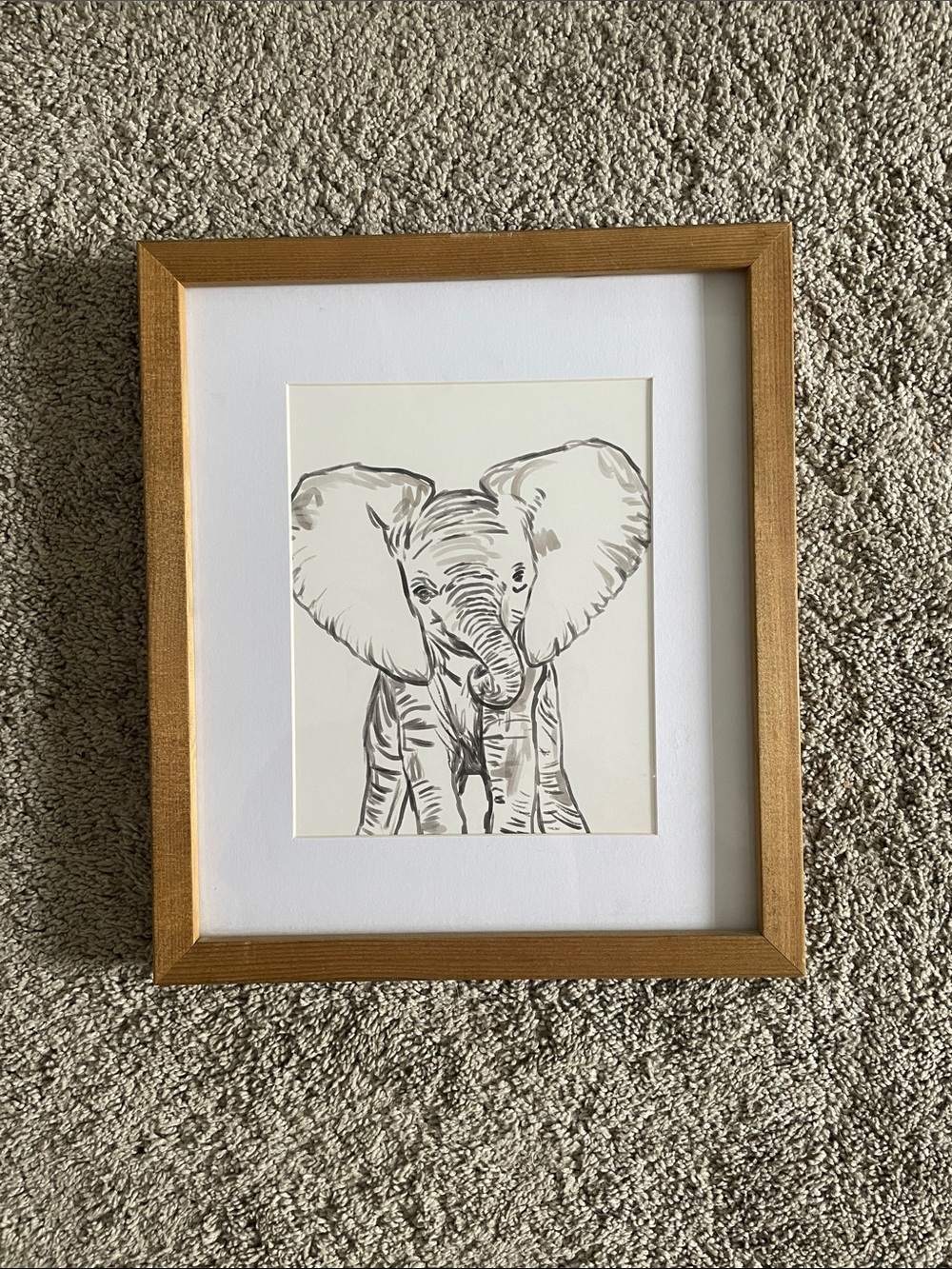 Hobby Lobby Gold Framed Baby Elephant Sketch